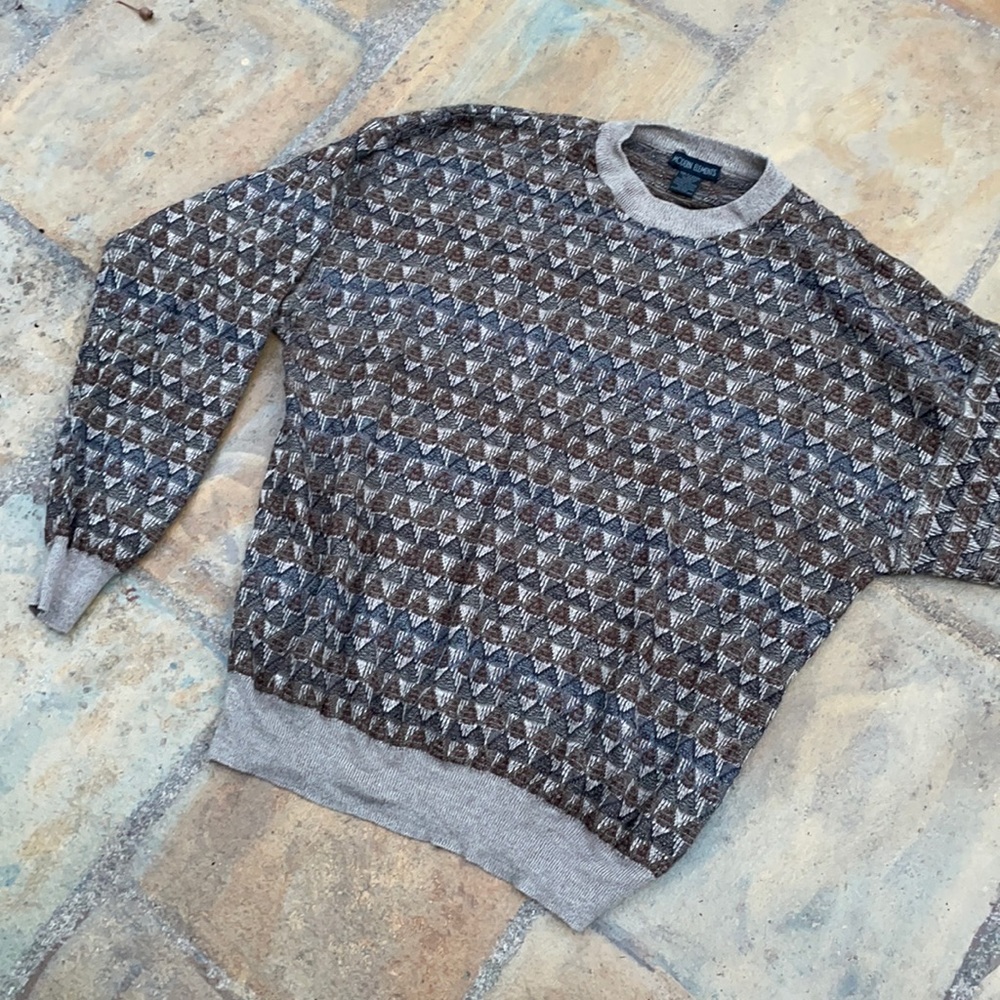 Eclectic grandpa 2XL tall men’s sweater, crew news, 1980 vintage